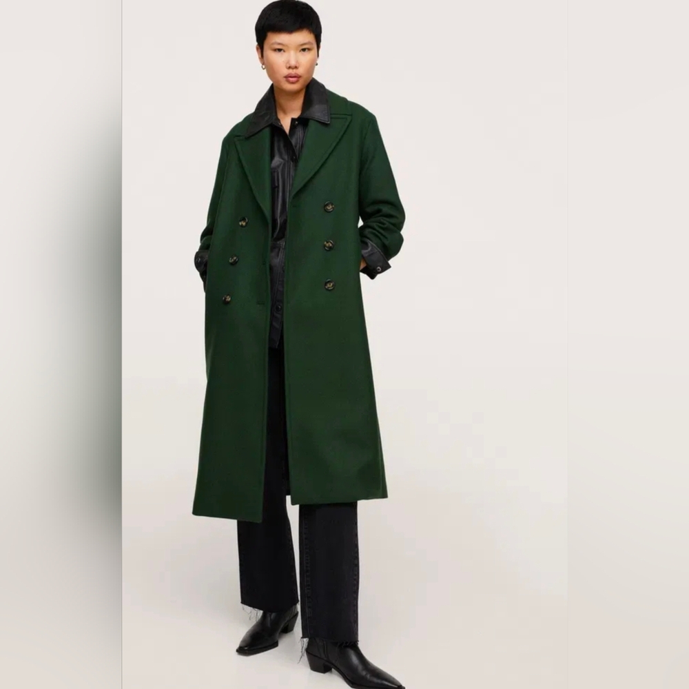 Mango Dark Green Trench Coat XXS